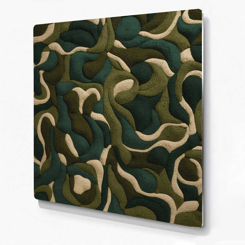 «Abstract Shapes 21», art mural en métal vert, H 16 po x l 16 po