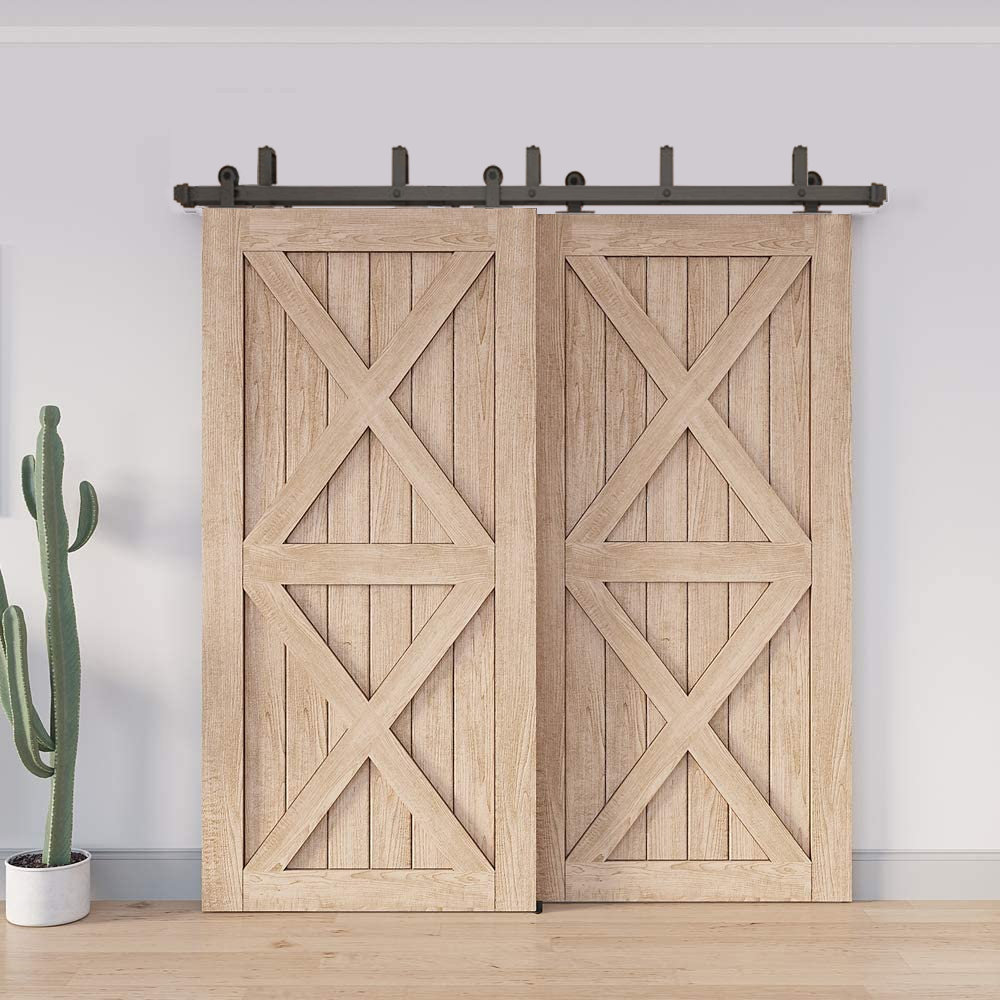 Matte Black Steel Barn Door Hardware Kit Standard Double Watchmen Track 