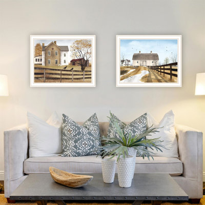 «Trendy Decor 4U», 2 pièces vignette de grand-père, art mural d'automne après-midi pour le salon, ferme, impression d'art mural pour la décoration intérieure, art mural de chambre à coucher