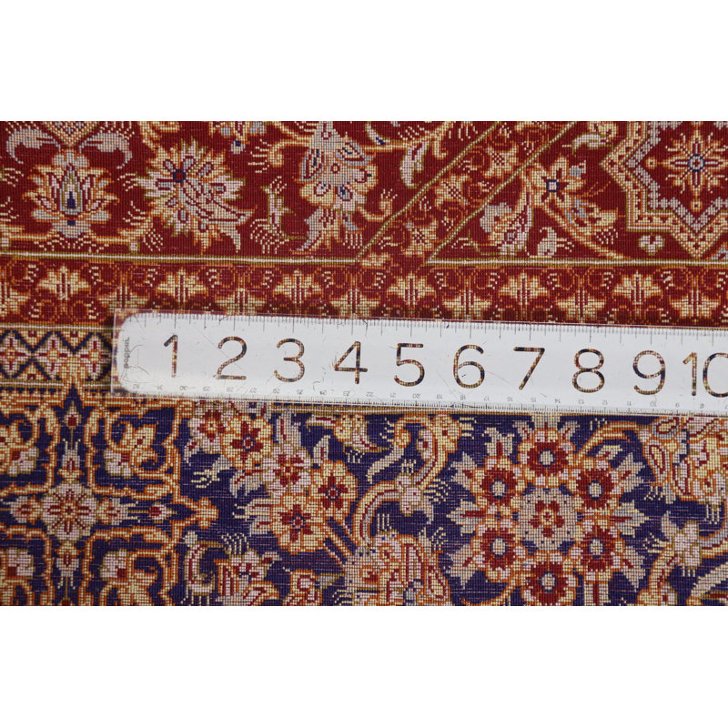 Tapis traditionnel en soie rouge à motif floral 3x5