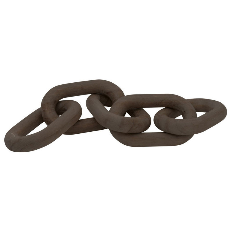 Guthki Kai Reclaimed Wood Chain Links Sculpture, Washed Black