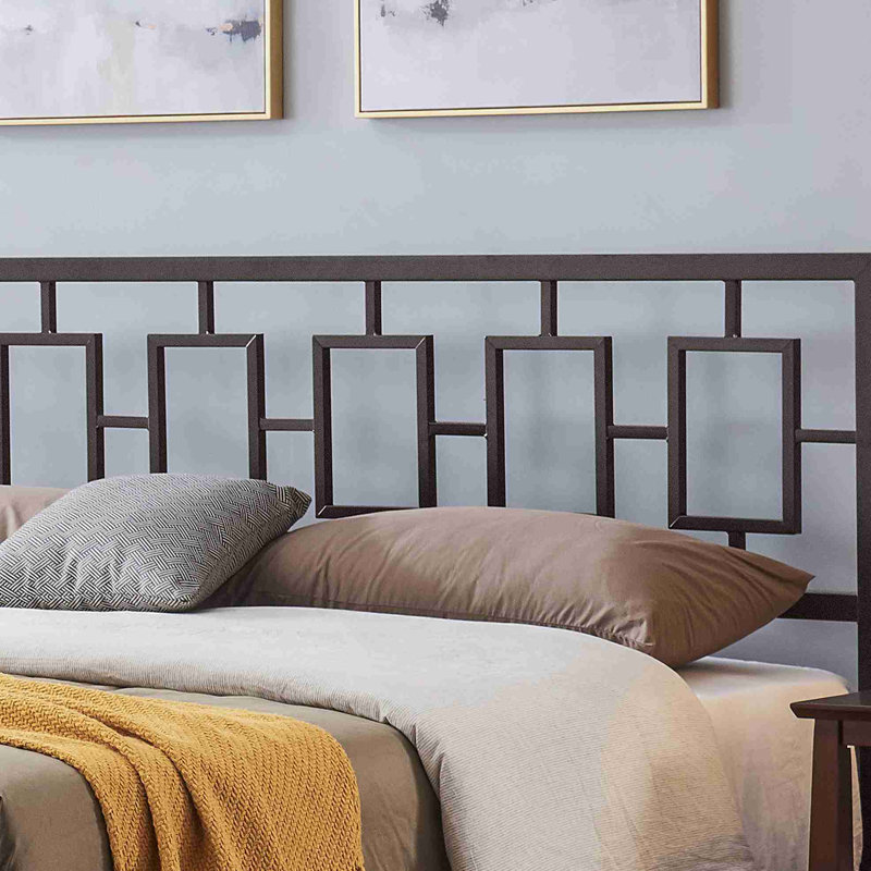 Structure de lit en métal très grand classique avec tête de lit rétro, aucun sommier requis, rangement sous le lit, cuivre