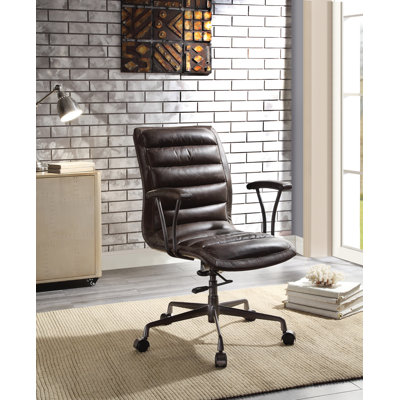 Chaise de bureau en cuir fleuri Zooey