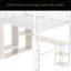 Structure de lit mezzanine grand format avec garde-robe intégrée, lit mezzanine en métal avec bureau et tablettes de rangement