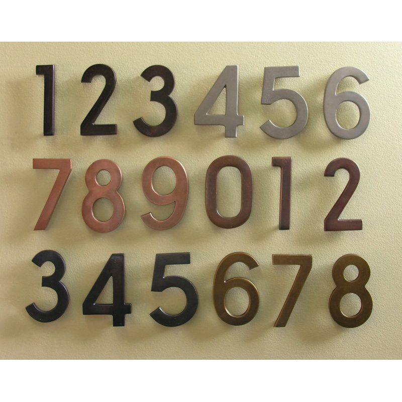 4'' H Brass House Number, 3, Copper