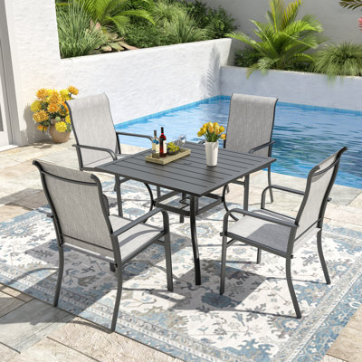 4 - Person Metal Square Patio Dining Table Set