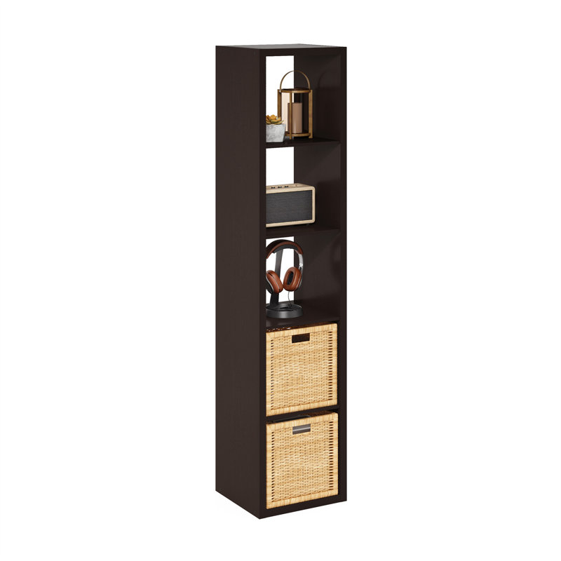 Organisateur de rangement Ebern Designs Darrington, (5 tablettes) H 71,93 po x l 15,87 po x P 14,57 po, Chêne foncé