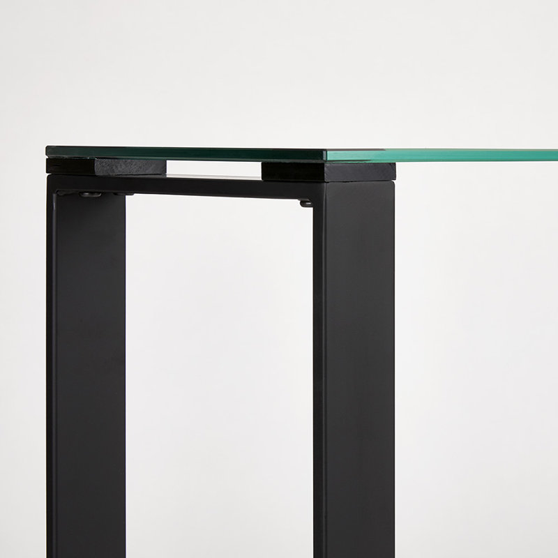 Mihrtad 47'' Glass Top Console Table, 31" H x 39" W x 10" D, Black