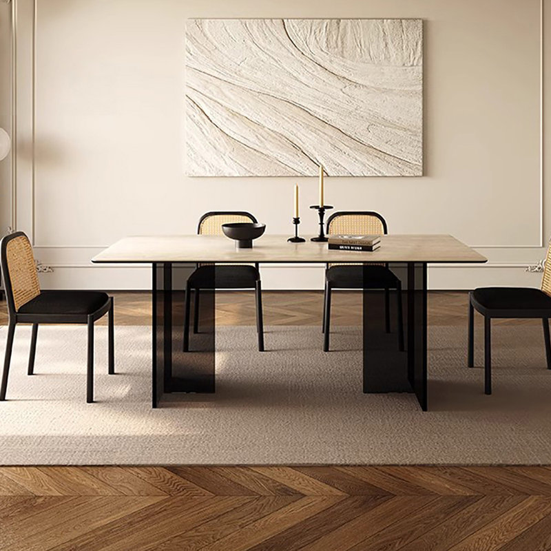Table de dalle en pierre rétro avec pieds en acrylique, H 29,5 po x L 55,1 po x l 31,5 po