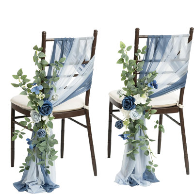 Wedding Chair Decorations Aisle Pew Church Artificial Flowers Greenery Swags Bench Ceremony Reception Floral Faux Backdrop Rose Party Outdoor