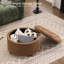 Repose-pieds de rangement rond de 28 po avec plateau, table basse capitonnée à rangement circulaire, grand tabouret rembourré avec plateau amovible pour le salon-129176156