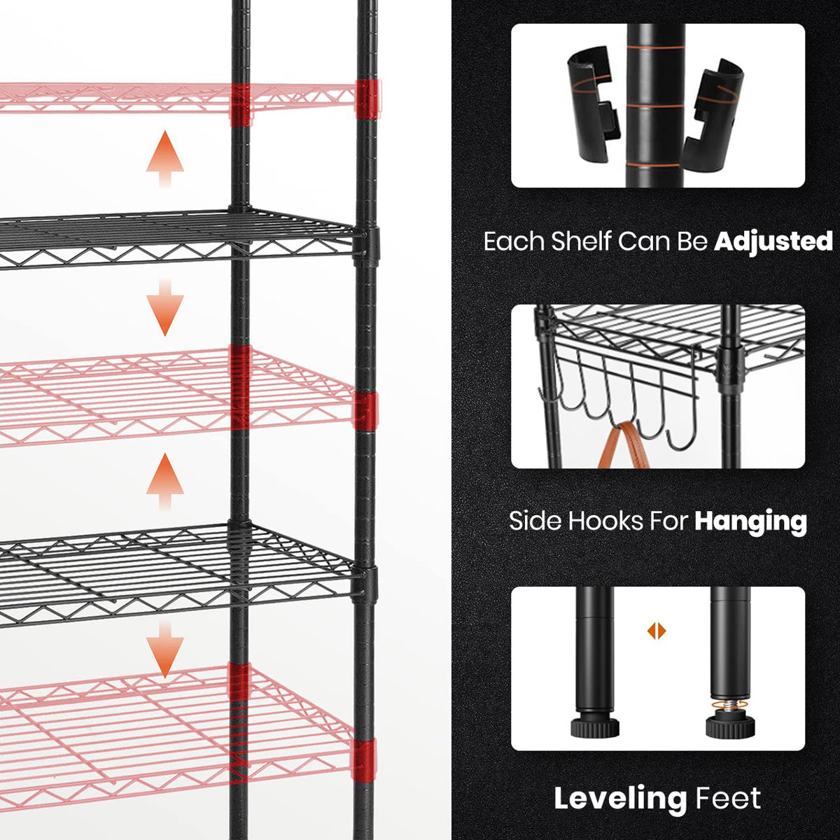 Rebrilliant Augustine 6-Shelf Adjustable Storage Shelving Unit Steel ...