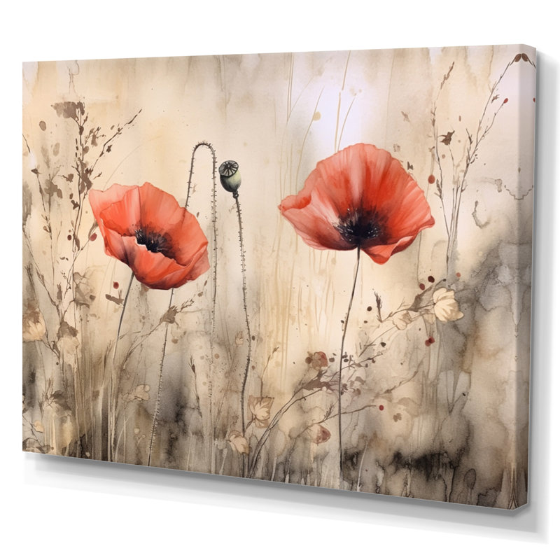 Brilliant Poppies III sur toile, H 34 po x l 44 po x P 1,5 po, Toile tendue