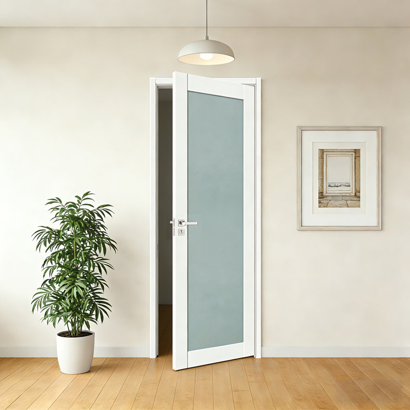 Porte intérieure en verre préfini blanc 1 Lite 28 po x 80 po modèle 1G01 pouvant être utilisée comme porte battante, porte de grange, porte pliante, porte de dérivation, porte de poche