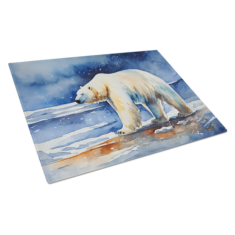 Polar Bear Glass Cutting Board Large