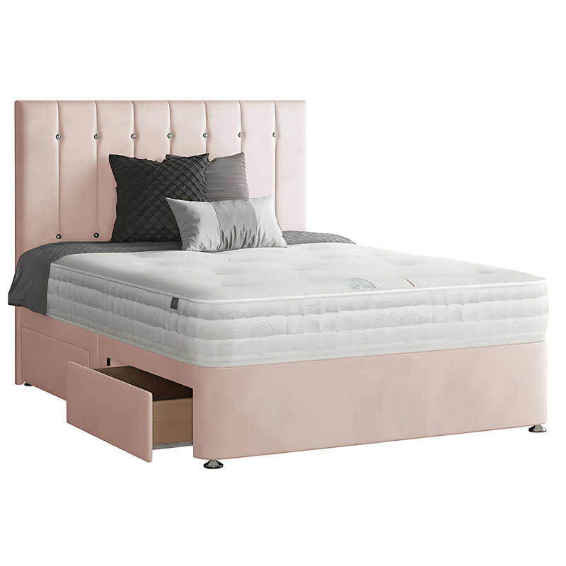 New Fairfield Divan Bed Base, Pink, Single (3'), 2 Left Drawers
