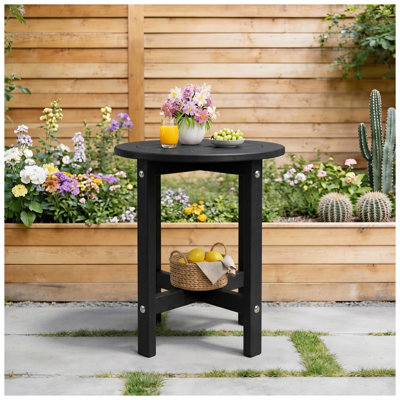Table de bout d'extérieur en PEHD noir, table de bout carrée compacte 15,94 po