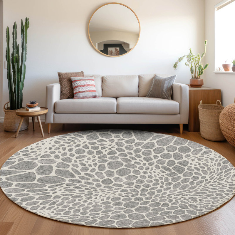 Colwart Geometric Indoor / Outdoor Rug, Round 8'