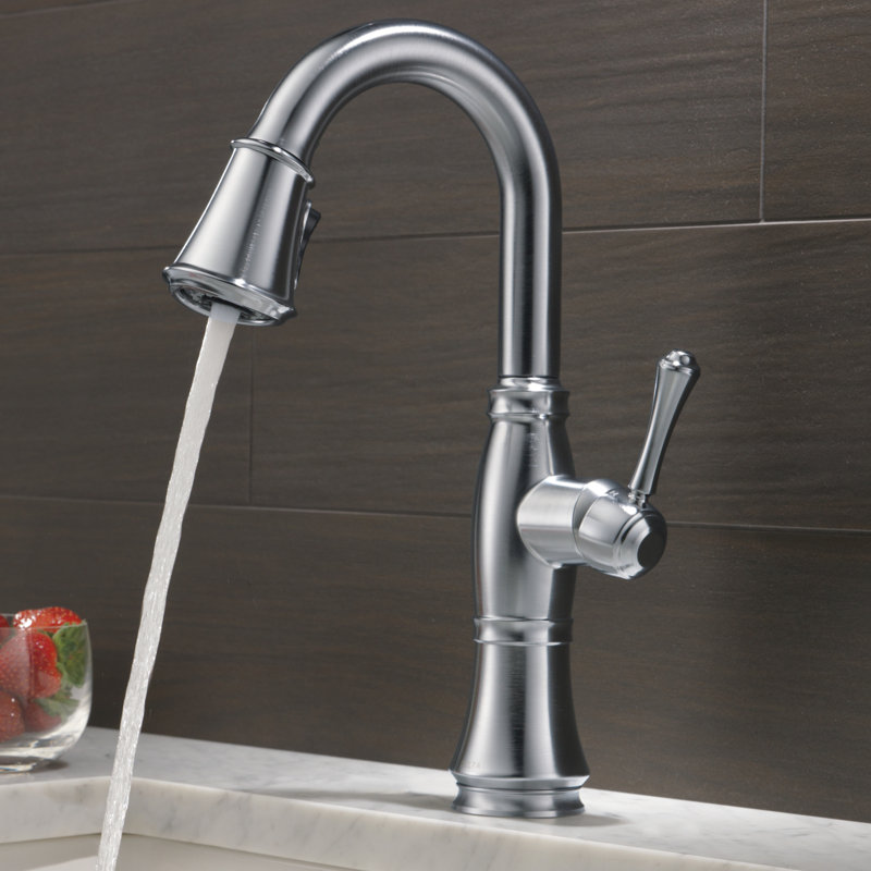 Cassidy Bar Faucet with Pull Down Sprayer, Lumicoat Arctic Stainless