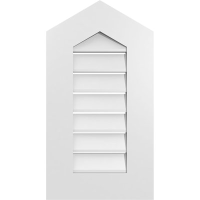 Peaked Top Surface Mount Signature Urethane Functional Gable Vent 7/12 Pitch, Primed Tan