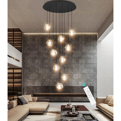 10-lights High Ceiling Glam Chandeliers LED Dimmable Light