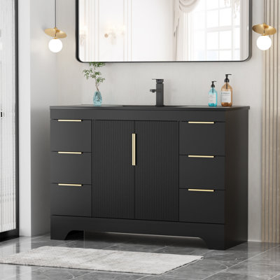 Ensemble de meuble-lavabo simple 48 po avec comptoir en résine Skeen, robinet, assemblage requis