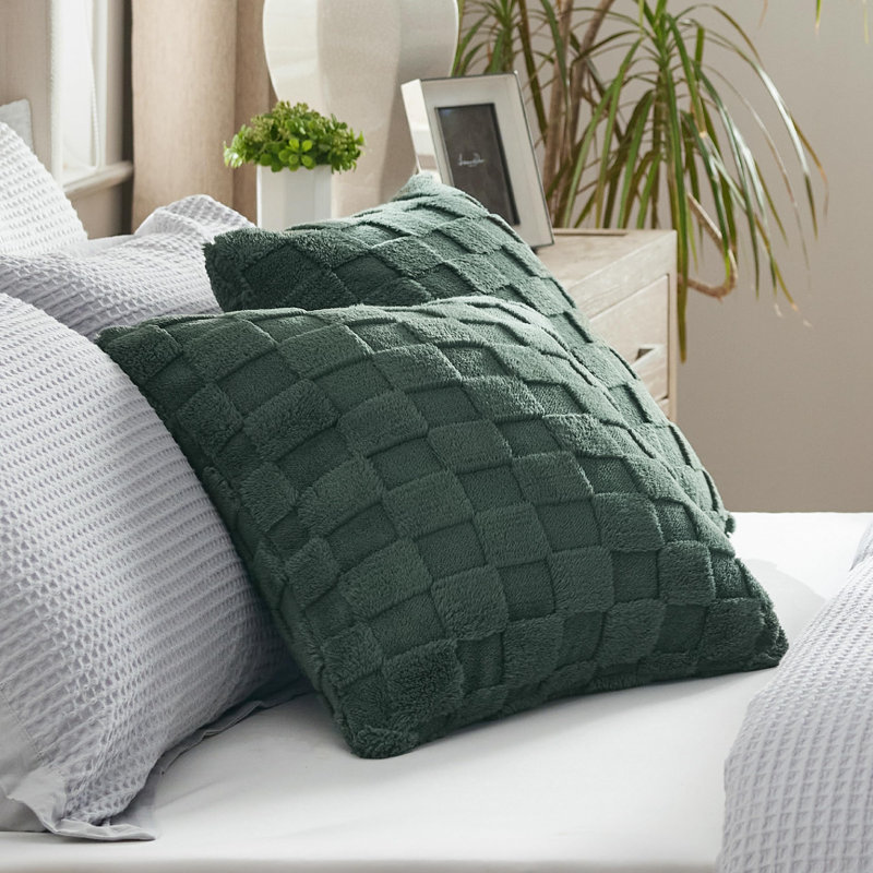 Bedsure Checkered Throw Pillow Covers, Mallard Green