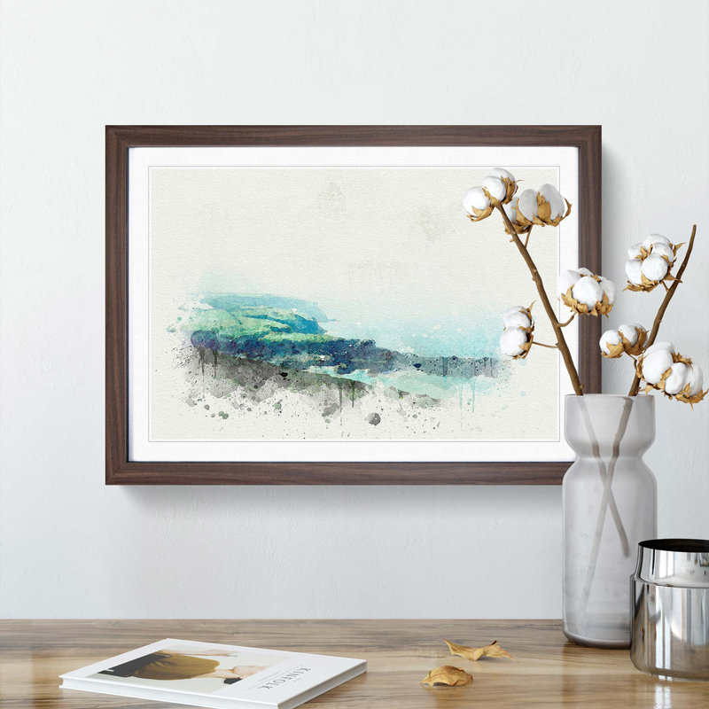Port Isaac in Cornwall in Abstract - Picture Frame Graphic Art Print on MDF, Walnut, 35cm H x 50cm W x 2cm D