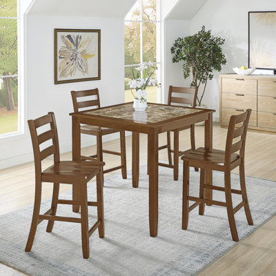 Ensemble de table de salle à manger, de bar et de chaises, ensemble de table de salle à manger 5 pièces, ensemble de table de petit-déjeuner de style rétro, pour le salon, la salle à manger - brun (nécessite un assemblage)
