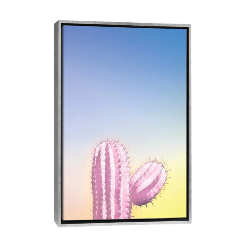 Art my cactus, H 26 po x l 18 po x P 1,5 po, Toile avec cadre argenté