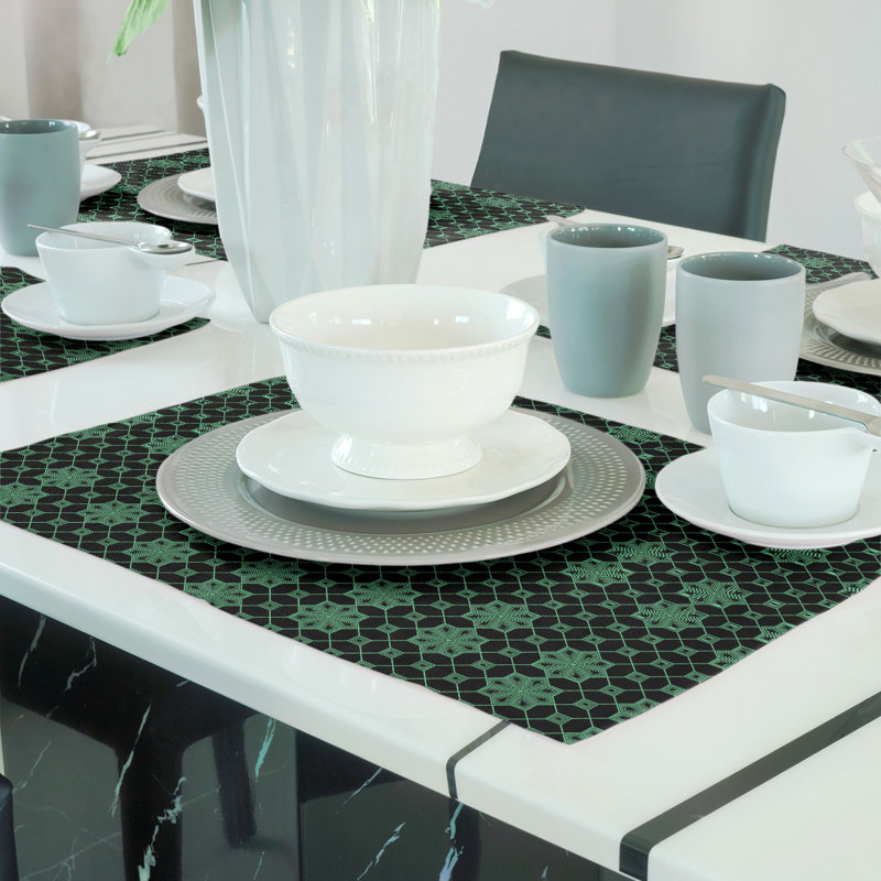 Napperon en coton 18 po Classic Lattice, Vert / Noir