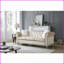 Canapé de salon en velours de micro suède Raisa Coussins décoratifs | Beige | Velours | Accoudoirs roulés-664666890