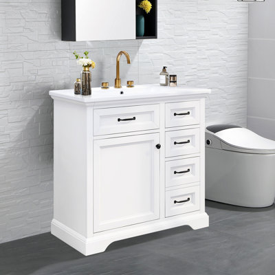 Meuble-lavabo 36 po avec lavabo en céramique et 4 tiroirs 36 po