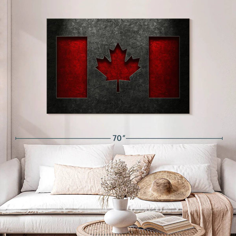 Borges Canadian Flag Stone Texture, 32" H x 48" W
