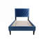 Lit simple en velours bleu riche, mobilier de chambre à coucher réglable de luxe contemporain avec pieds de support centraux, aucun sommier requis