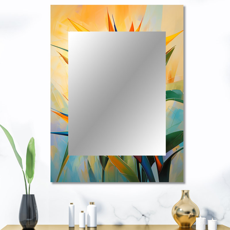Miroir décoratif «Paradise Birds», grand miroir mural traditionnel, art mural imprimé, 40 po x 30 po