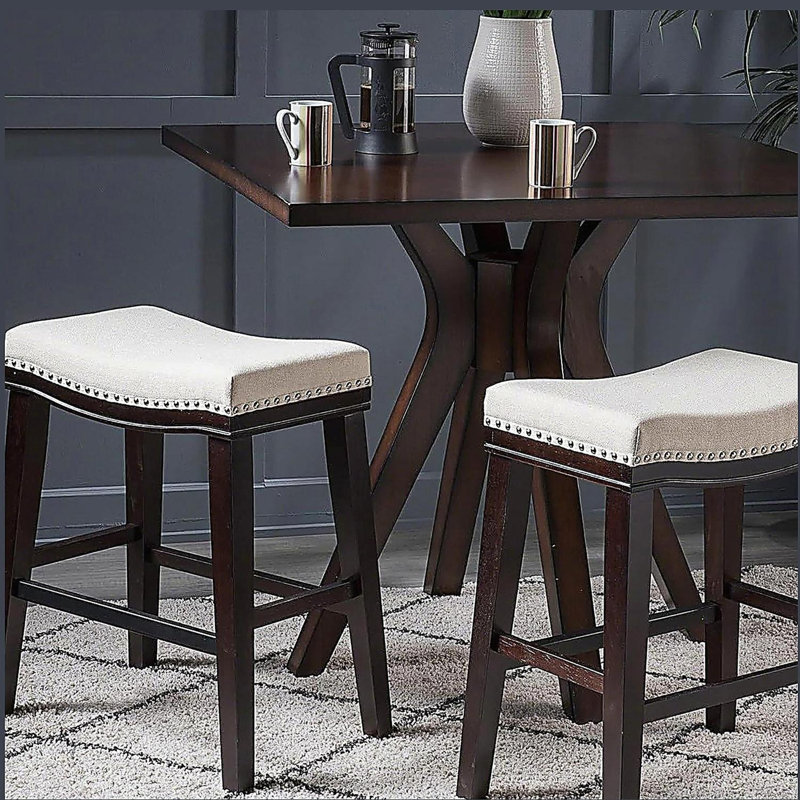 Tabouret de bar moderne rembourré avec garniture cloutée, ensemble de 2