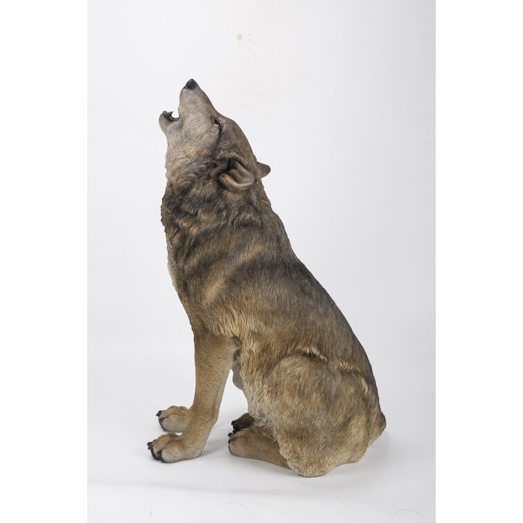 Hi-Line Gift Grey Wolf Cubs Hiding Under Log Statue