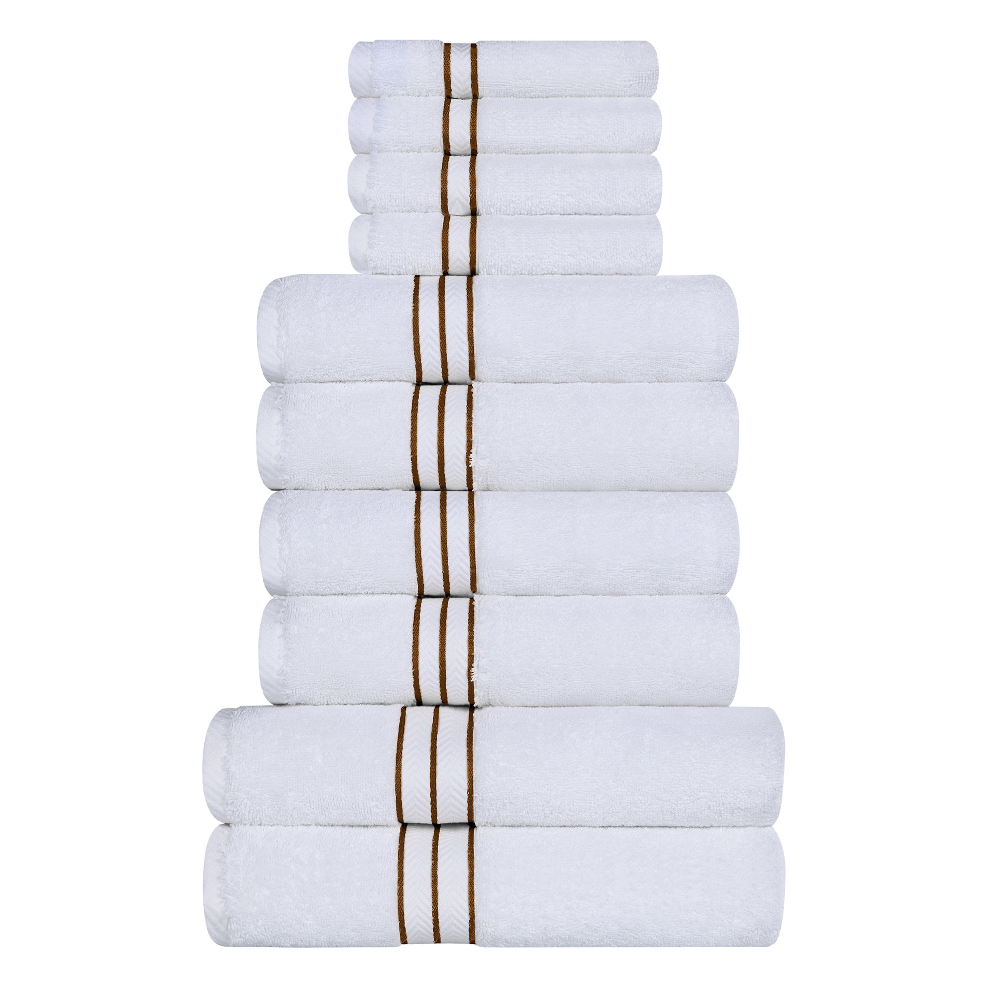 Josann Turkish Cotton Ultra-Plush Solid 10 Piece Highly Absorbent Heavyweight Towel Set, Toast