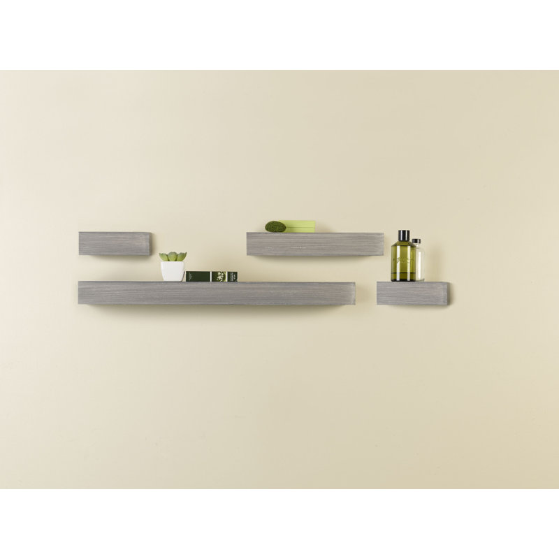 Melannco 4 Pieces Floating Chunky Shelves, Distressed Gray