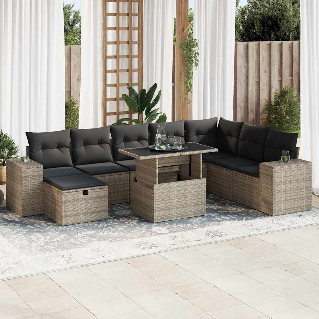 Vidaxl 9-Tlg. Garten-Sofagarnitur Mit Kissen Beige Poly Rattan