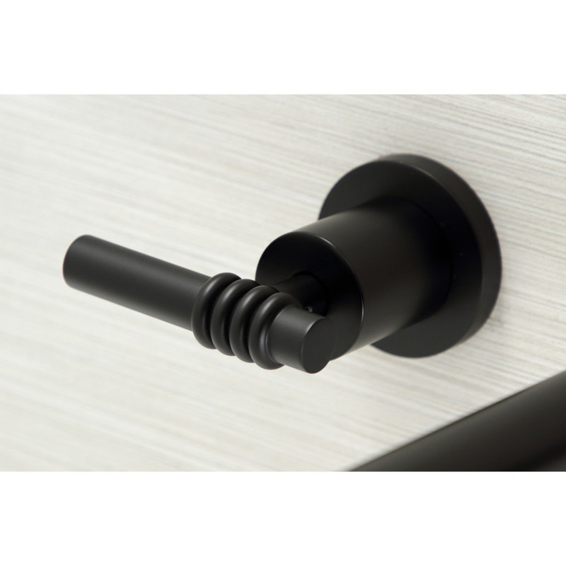 Kingston Brass Milano Two-Handle 3-Hole Wall Mount Roman Tub Faucet, Matte Black
