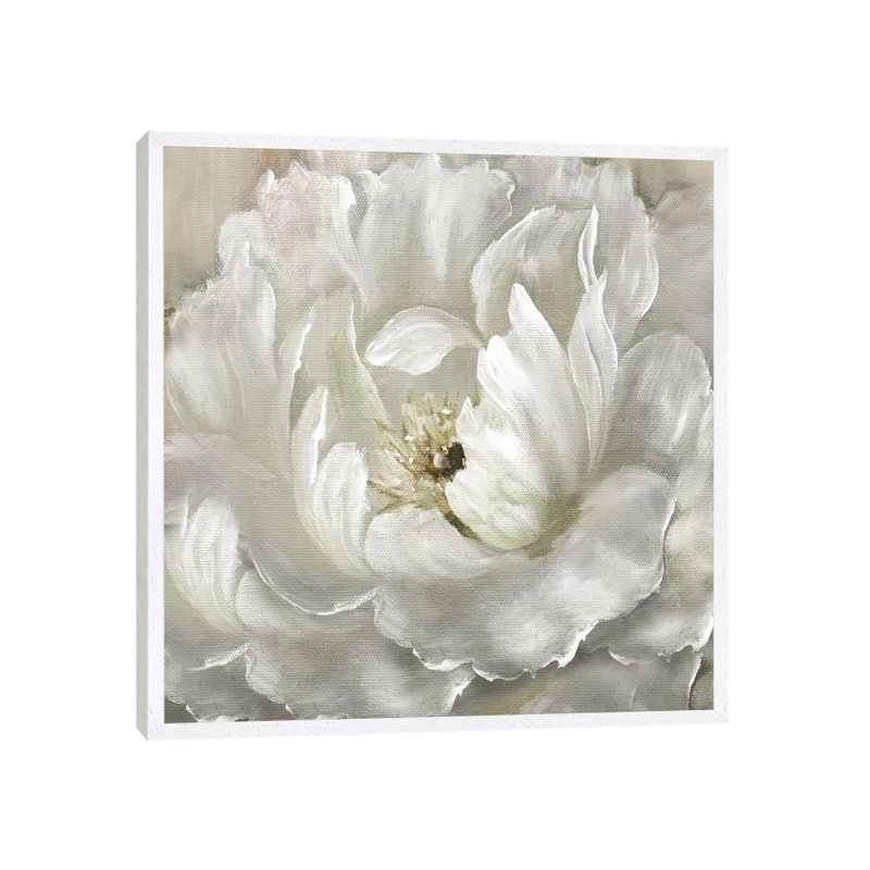 Perfect Peony by Nan - Painting on Canvas, White Framed Canvas, 66.04 cm H x 66.04 cm W