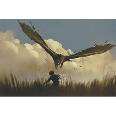 Big Eagle Attack by Grandfailure - Wrapped Canvas Painting
