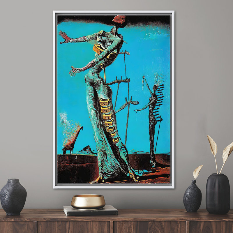 Décoration murale sur toile, "Salvador Dali", pour les amateurs d'art, H 41 po x l 30 po, Cadre flottant blanc