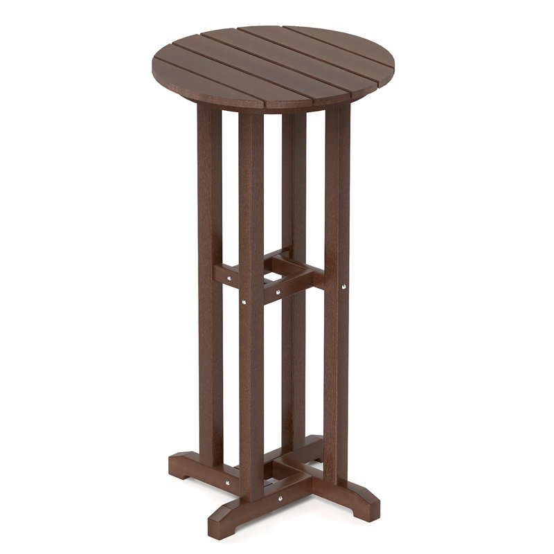 Table de bar ronde 21,5 "avec plateau à lattes, Brun