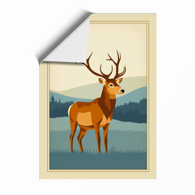Mountain Deer Art Deco - Print