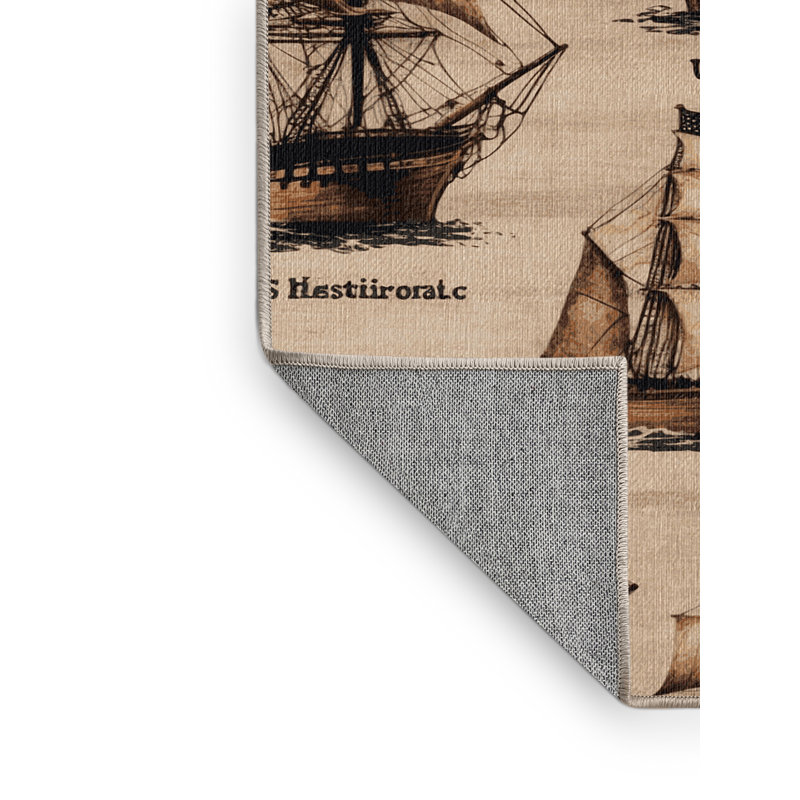 Washable Famous ships Nautical Area Rug, Rectangle 6' x 9'