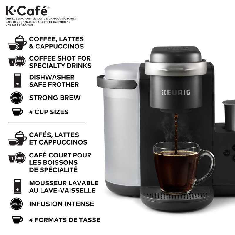 Cafetière à dosette K-Cafe, cafetière à café au lait et cafetière à cappuccino Keurig