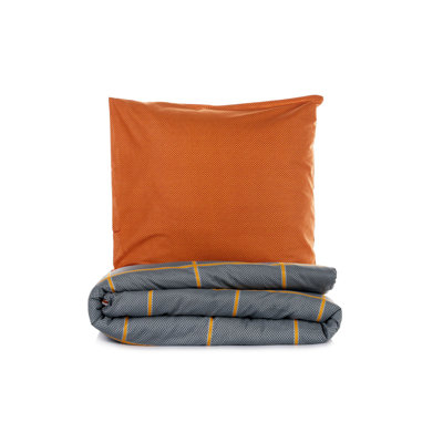 Premium Ranforce King Quilt Cover Set, 100% Cotton, 94.5 x 86.6 inches | Includes 2 Pillowcases (23.6 x 23.6 inches) | Reactive Printing, Machine Washable, Envelope & Button Closure, Stylish Cinnamon & Dark Blue Design